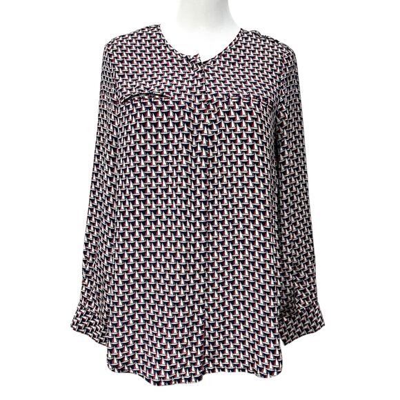 Joie Silk Blouse Shirt Top M Sailboat Print Nautical Long Sleeve Button Up - Picture 2 of 9